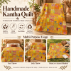 Assorted Yellow Patchwork Kantha Quilt – Handmade Vintage Cotton Boho Bedspread & Throw 60x90 Inches - Image 4