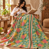 Green Patchwork Kantha Quilt – Handmade Vintage Cotton Bedspread Throw 60x90 Inches - Image 3