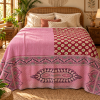 Pink Red Paisley Vintage Kantha Quilt – Hand Stitched Recycled Cotton Bedspread Throw 60x90 Inch - Image 2