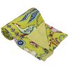 Yellow and Blue Peacock Floral Handmade Cotton Kantha Quilt – Single 60×90 inches - Image 2