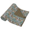 Teal Blue Paisley Floral Handmade Cotton Kantha Quilt – Double 90×108 inches - Image 2