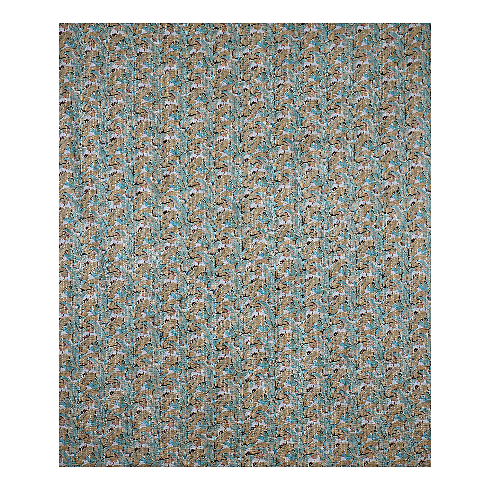 Teal Blue Paisley Floral Handmade Cotton Kantha Quilt – Double 90×108 inches - Image 3