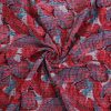 Red and Blue Floral Leaf Handmade Cotton Kantha Quilt – Double 90×108 inches - Image 4