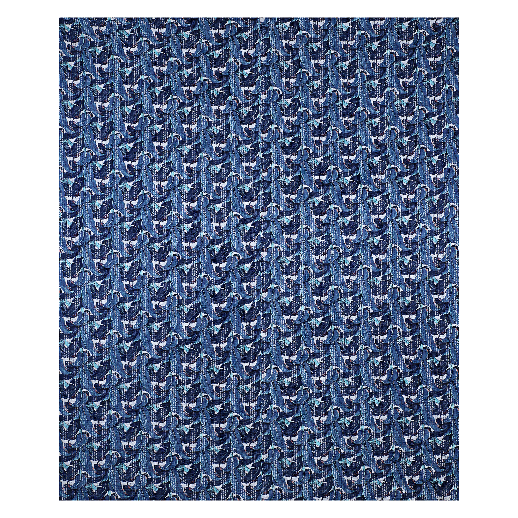 Navy Blue Peacock Floral Handmade Cotton Kantha Quilt – Double 90×108 inches - Image 3