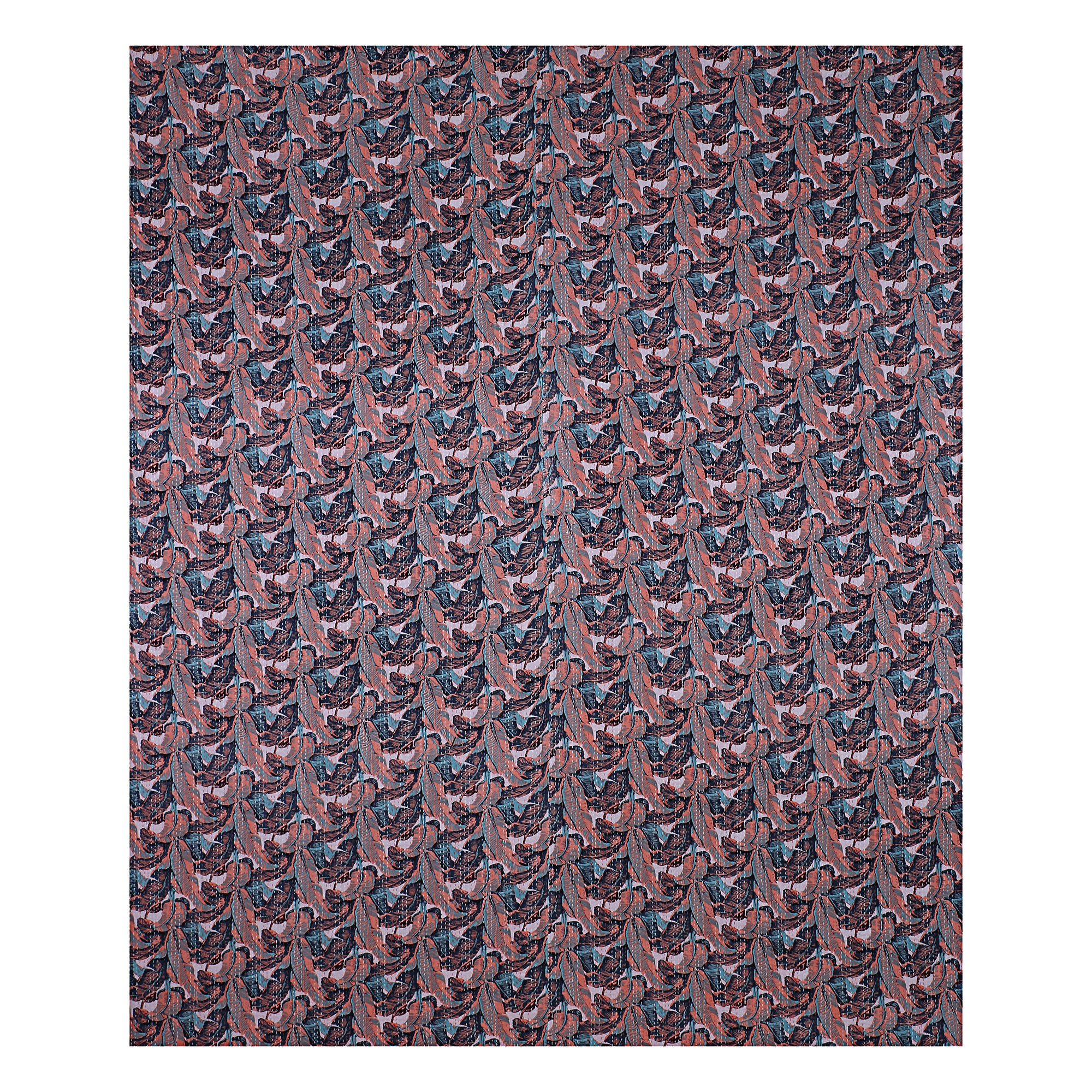 Dusty Rose and Navy Peacock Handmade Cotton Kantha Quilt – Double 90×108 inches - Image 3