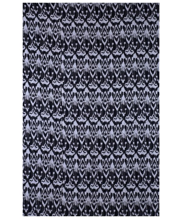 Alternative view of Black and White Ikat Handmade Cotton Kantha Quilt – Single 60×90 inches