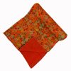 Orange Multicolor Floral Handmade Cotton Kantha Quilt – Baby 40×40 inches - Image 3