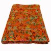 Orange Multicolor Floral Handmade Cotton Kantha Quilt – Baby 40×40 inches - Image 5