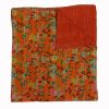 Orange Multicolor Floral Handmade Cotton Kantha Quilt – Baby 40×40 inches - Image 6