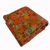 Orange Multicolor Floral Handmade Cotton Kantha Quilt – Baby 40×40 inches - Image 8
