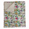 Cream Multicolor Botanical Handmade Cotton Kantha Quilt – Multiple Sizes - Image 3