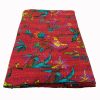 Hot Pink and Teal Floral Handmade Cotton Kantha Quilt – Double 90×108 inches - Image 5