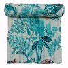 Aqua Blue Botanical Handmade Cotton Kantha Quilt – Baby 40×40 inches - Image 2