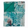 Aqua Blue Botanical Handmade Cotton Kantha Quilt – Baby 40×40 inches - Image 3