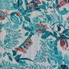 Aqua Blue Botanical Handmade Cotton Kantha Quilt – Baby 40×40 inches - Image 4