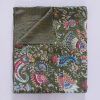 Dark Green Multicolor Floral Handmade Cotton Kantha Quilt – Double 90×108 inches - Image 3