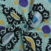 Aqua Blue and Black Medallion Handmade Cotton Kantha Quilt – Double 90×108 inches - Image 4