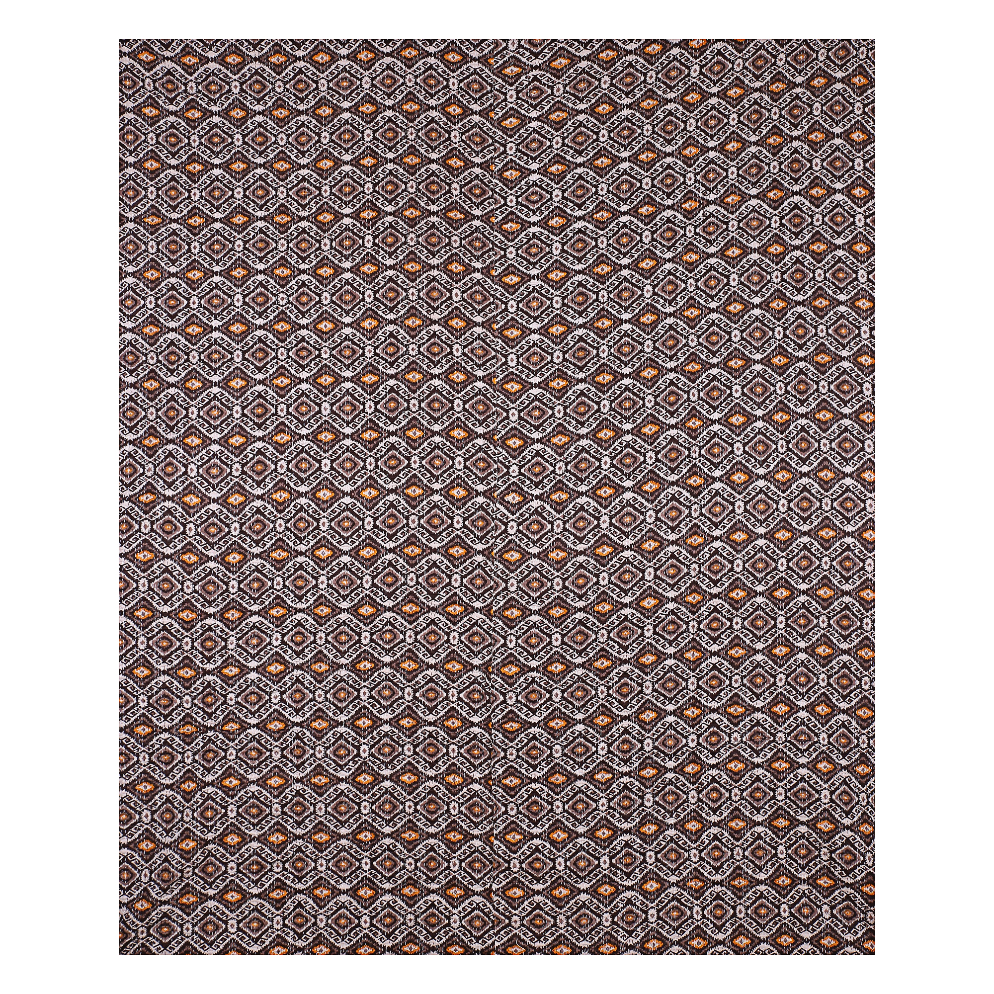 Brown and Orange Geometric Handmade Cotton Kantha Quilt – Double 90×108 inches - Image 5