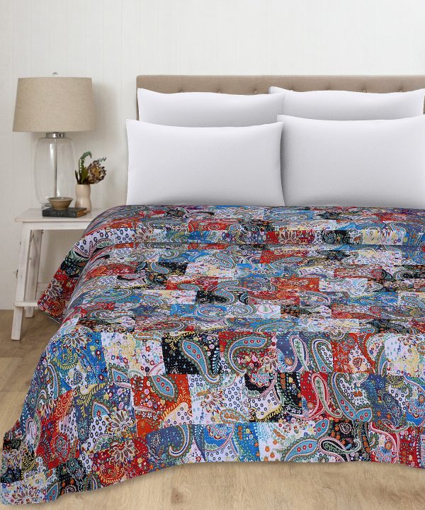 Multicolor Patchwork Handmade Cotton Kantha Quilt – Double 90×108 inches