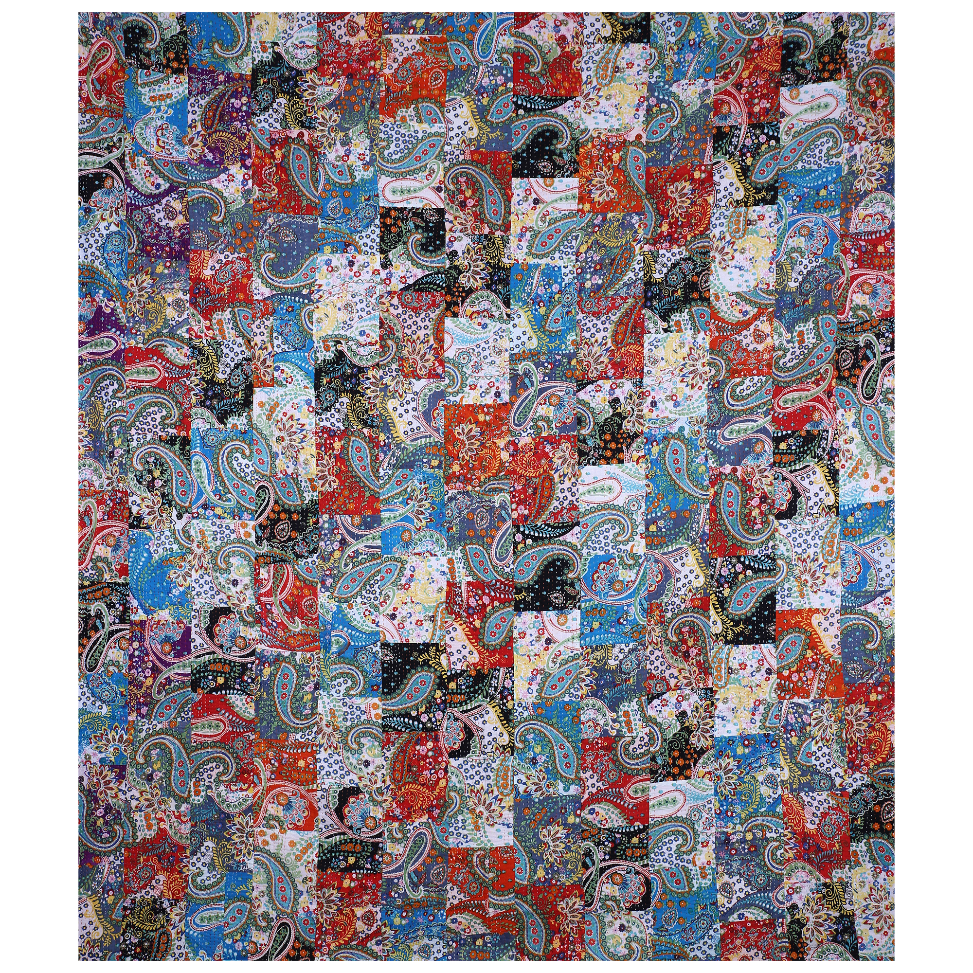 Multicolor Patchwork Handmade Cotton Kantha Quilt – Double 90×108 inches - Image 3