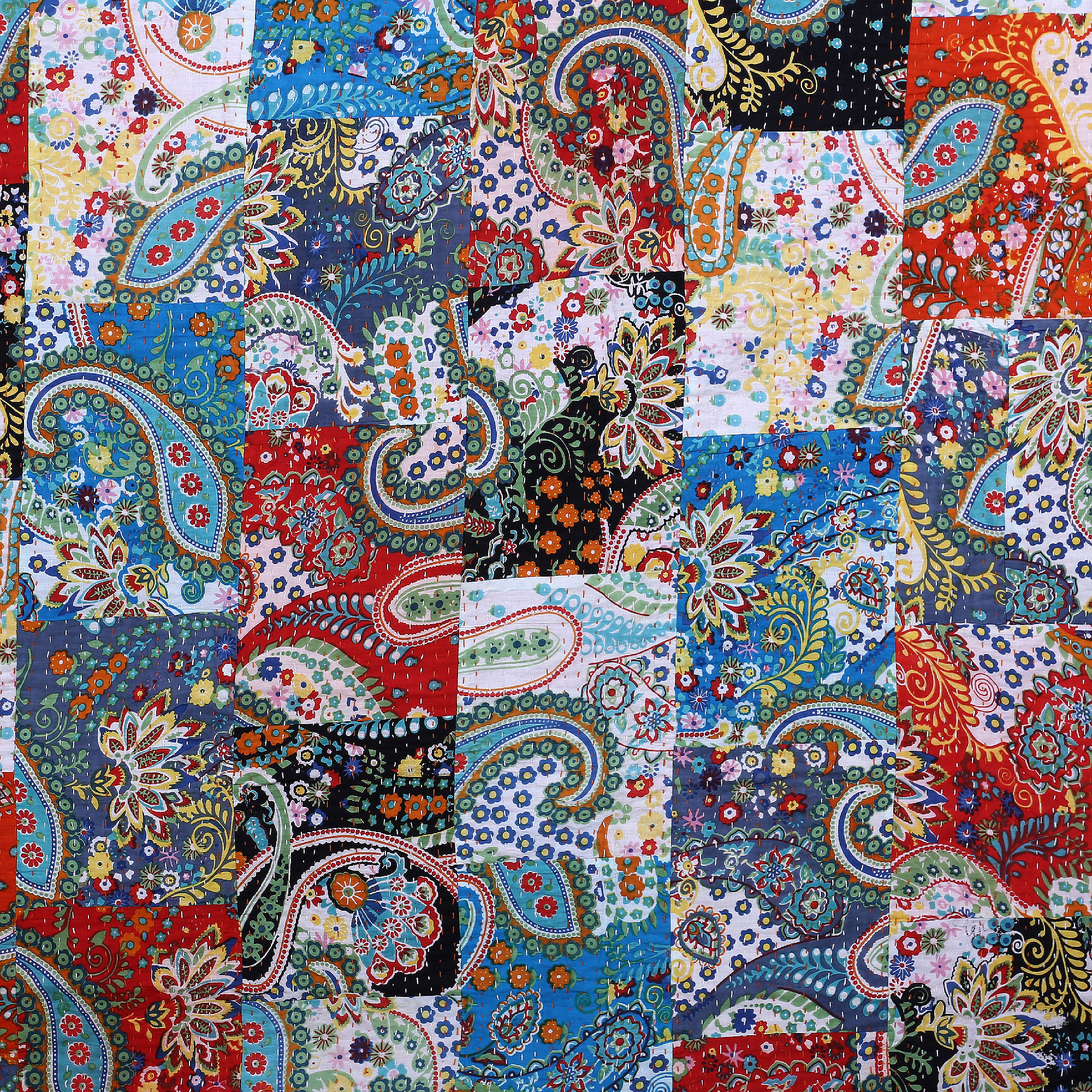Multicolor Patchwork Handmade Cotton Kantha Quilt – Double 90×108 inches - Image 5