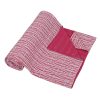 Pink and White Striped Handmade Cotton Kantha Quilt – Double 90×108 inches - Image 2