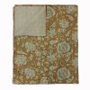 Mustard and Sage Floral Handmade Cotton Kantha Quilt – Double 90×108 inches - Image 3