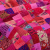 Peach Coral Floral Kantha Quilt – Hand Stitched Reversible Cotton Throw - Image 5