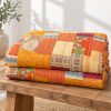 Orange Patola Silk Patchwork Kantha Quilt - Image 5