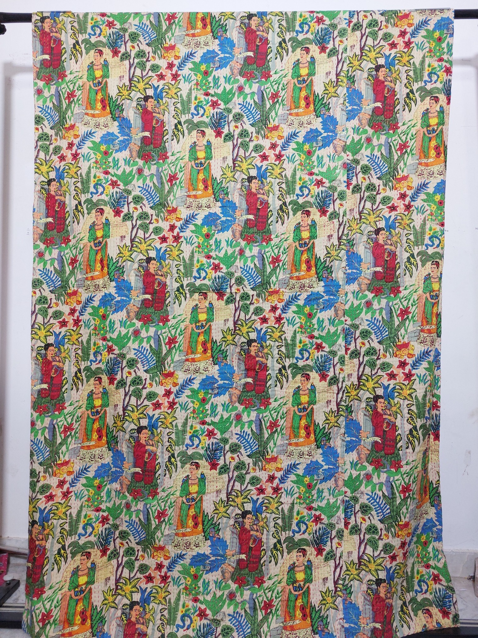 Ivory Frida Botanical Kantha Quilt - Image 2
