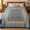 Indigo and Ivory Diamond Ajrak Hand Block Kantha Quilt – Single or Double