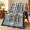 Indigo and Ivory Diamond Ajrak Hand Block Kantha Quilt – Single or Double - Image 5