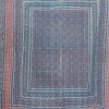 Indigo and Rust Geometric Ajrak Hand Block Kantha Quilt – Single or Double - Image 2