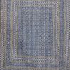 Indigo and Beige Floral Geometric Ajrak Hand Block Kantha Quilt – Single or Double - Image 2