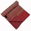 Dusty Red and Sage Geometric Ajrak Hand Block Kantha Quilt – Single or Double - Image 3