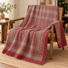 Dusty Red and Sage Geometric Ajrak Hand Block Kantha Quilt – Single or Double - Image 5