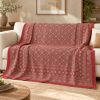 Rose Pink and Ivory Medallion Ajrak Hand Block Kantha Quilt – Single or Double - Image 4