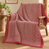 Rose Pink and Ivory Medallion Ajrak Hand Block Kantha Quilt – Single or Double - Image 5