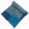 Slate Blue and Indigo Medallion Ajrak Hand Block Kantha Quilt – Single or Double - Image 3