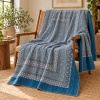 Deep Indigo Blue Geometric Ajrak Hand Block Kantha Quilt – Single or Double - Image 5