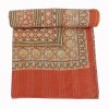 Peach Coral and Sage Geometric Ajrak Hand Block Kantha Quilt – Single or Double - Image 3
