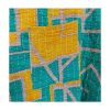 Teal and Mustard Geometric Reversible Kantha Top – Handmade Vintage Cotton Sari Boho Top, Free Size - Image 3