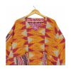 Orange and Magenta Ikat Zigzag Reversible Kantha Top – Handmade Vintage Cotton Sari Boho Top, Free Size - Image 3