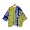 Lime Green and Indigo Shibori Tie-Dye Reversible Kantha Top – Handmade Vintage Cotton Sari Boho Top, Free Size - Image 4