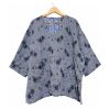 Grey and Navy Floral Reversible Kantha Top – Handmade Vintage Cotton Sari Boho Top, Free Size - Image 2