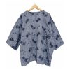 Grey and Navy Floral Reversible Kantha Top – Handmade Vintage Cotton Sari Boho Top, Free Size - Image 4