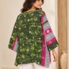Forest Green and Pink Floral Reversible Kantha Top – Handmade Vintage Cotton Sari Boho Top, Free Size - Image 4