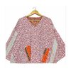 Pink and Ivory Ditsy Floral Reversible Kantha Top – Handmade Vintage Cotton Sari Boho Top, Free Size - Image 3