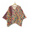 Plum and Peach Geometric Reversible Kantha Top – Handmade Vintage Cotton Sari Boho Top, Free Size - Image 2