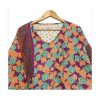 Plum and Peach Geometric Reversible Kantha Top – Handmade Vintage Cotton Sari Boho Top, Free Size - Image 3